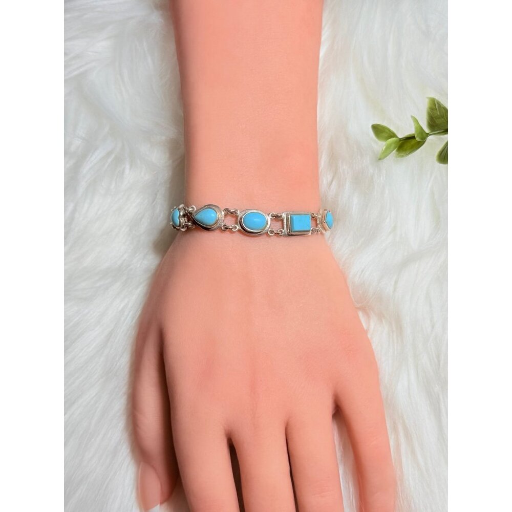 Silver 925 Turquoise Toggle Bracelet - image 7